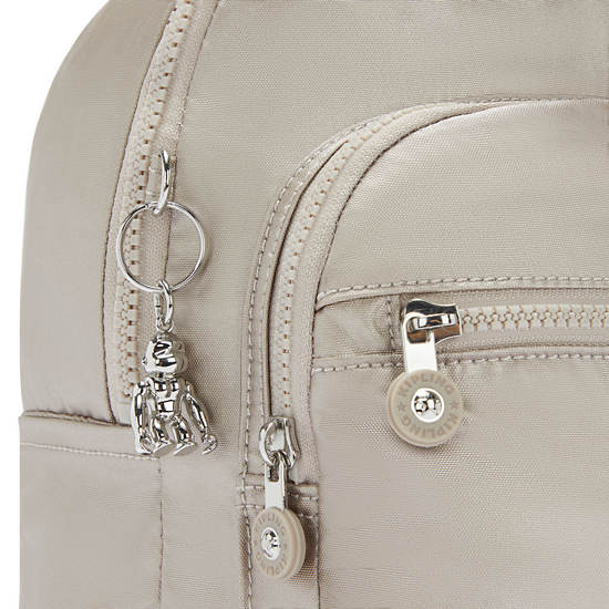 Sacs À Dos Kipling Seoul Small Metallic Tablet Beige | FR 1605TC